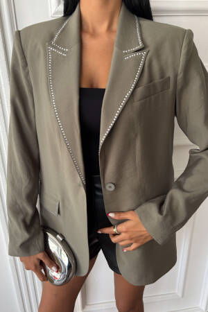 Stoned Blazer With Collar And Pocket Details - Sobe Istanbul - Globality Store - Women Clothes Wholesale Turkey