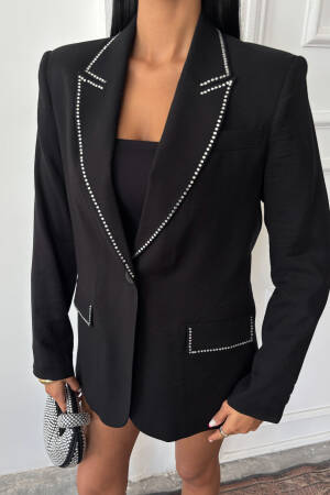 Blazer With Stone Collar And Pocket Covers - Sobe Istanbul - Globality Store - Women Clothes Wholesale Turkey