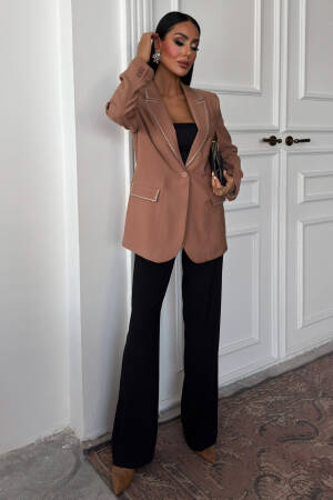 Blazer With Stone Collar And Pocket Covers - Sobe Istanbul - Globality Store - Women Clothes Wholesale Turkey