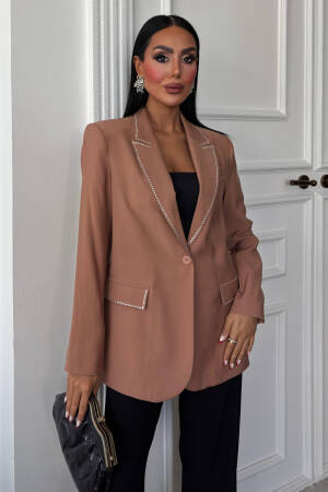 Blazer With Stone Collar And Pocket Covers - Sobe Istanbul - Globality Store - Women Clothes Wholesale Turkey