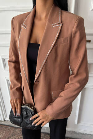 Blazer With Stone Collar And Pocket Covers - Sobe Istanbul - Globality Store - Women Clothes Wholesale Turkey