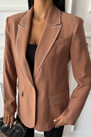 Blazer With Stone Collar And Pocket Covers - Sobe Istanbul - Globality Store - Women Clothes Wholesale Turkey