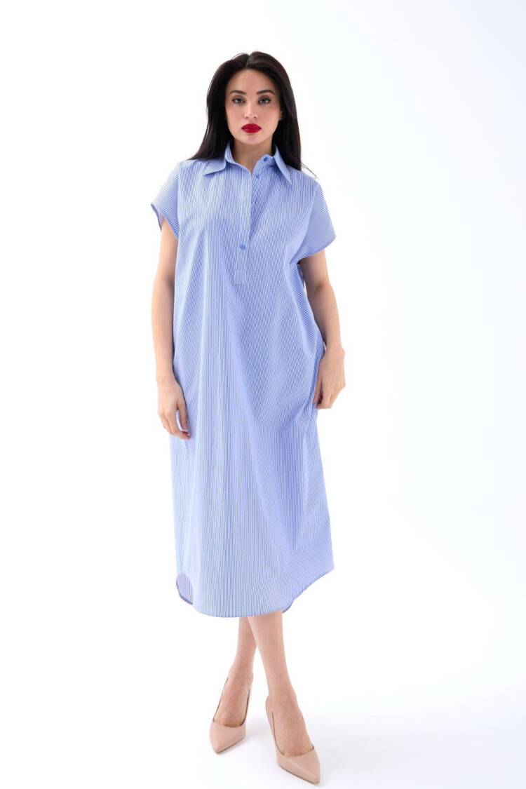 Dress -And White Striped - Fame - Globality Store - Women Clothes Wholesale Turkey