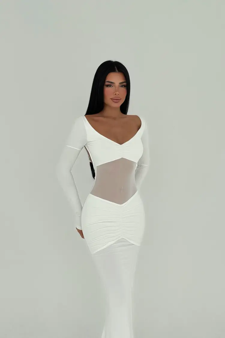 Transparent Front Long Dress