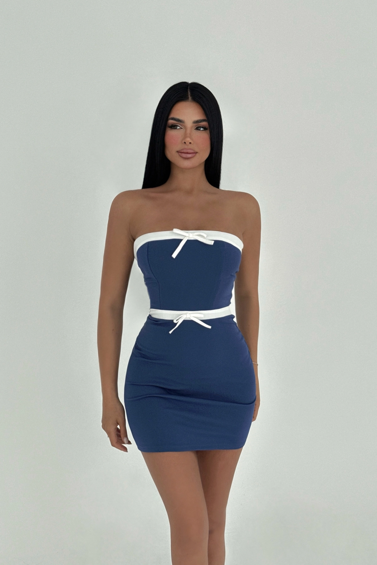 Scissor Tied Mini Dress - EYYO ATELIER - Globality Store - Women Clothes Wholesale Turkey