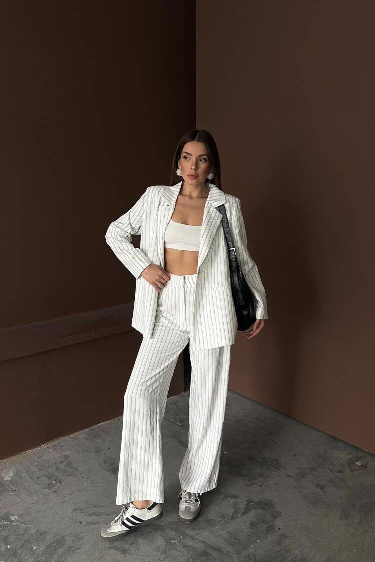 Striped Jacket And Pants Set