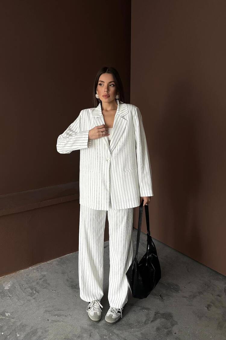 Striped Jacket And Pants Set