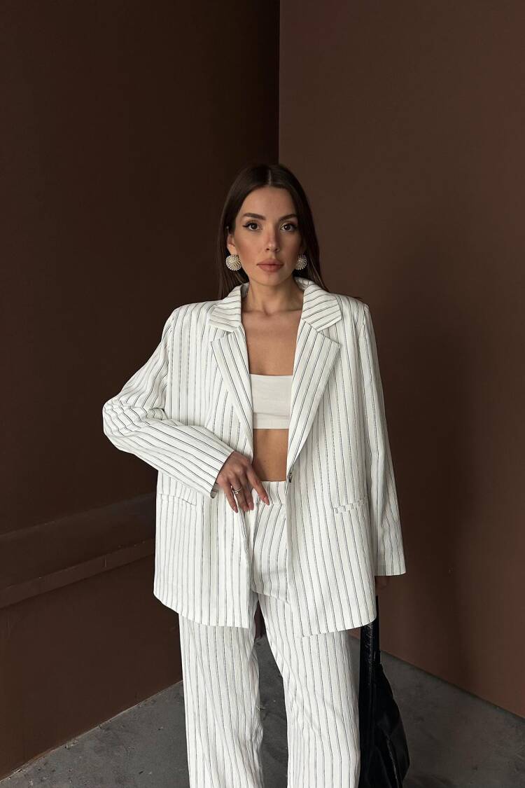 Striped Jacket And Pants Set