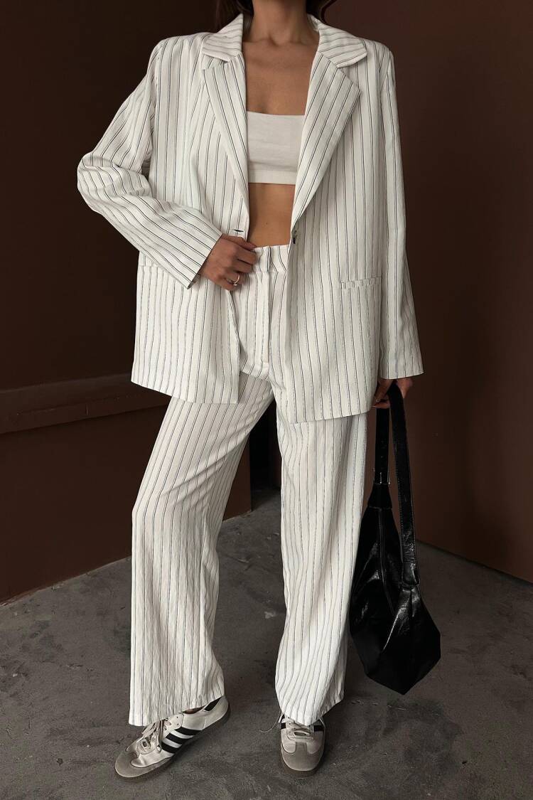 Striped Jacket And Pants Set