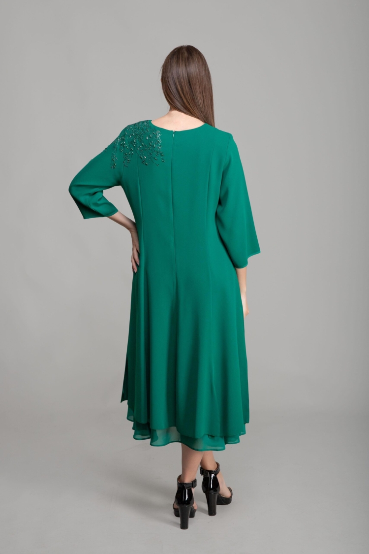 Cuff Round Neck Gown Dress