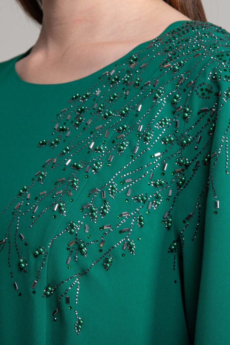 Cuff Round Neck Gown Dress