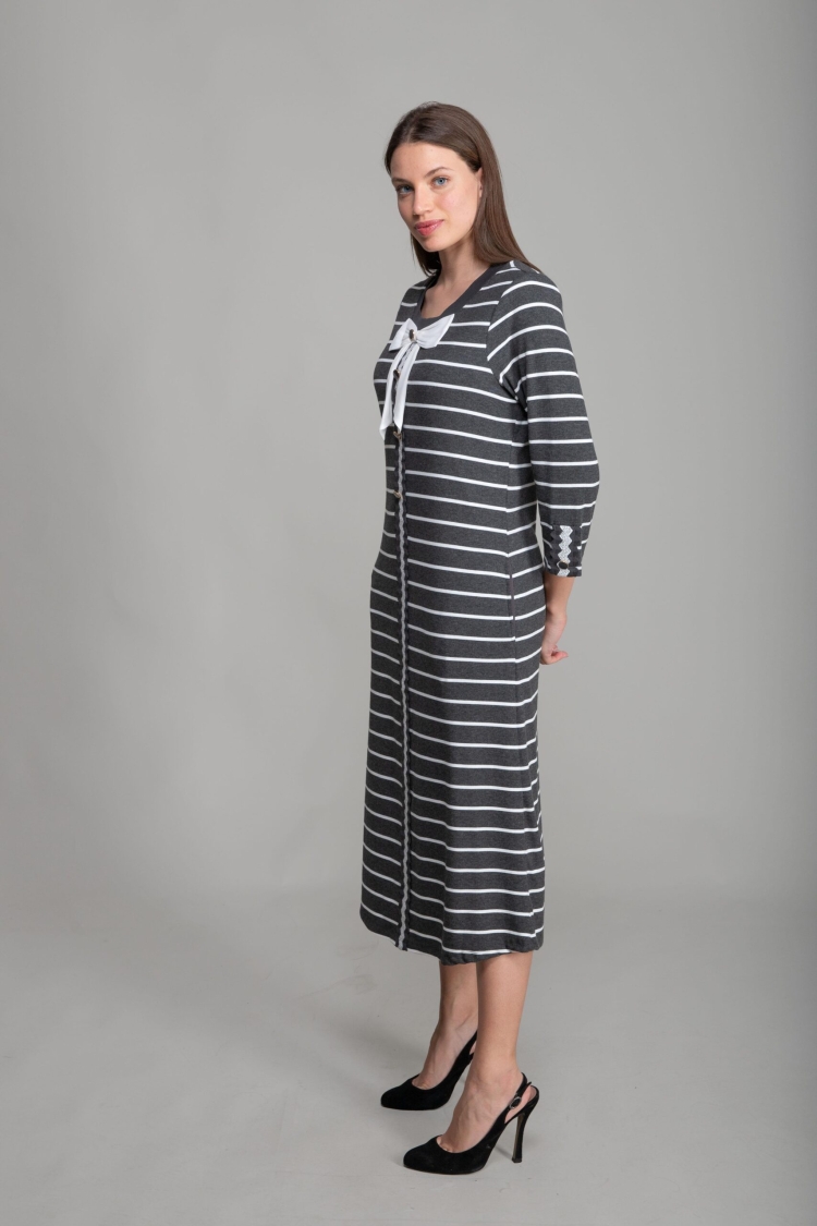 Round Neck Veroz Striped Dress - Multicolor