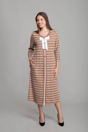 Round Neck Veroz Striped Dress - Multicolor - GUMANIZE - Globality Store - Women Clothes Wholesale Turkey