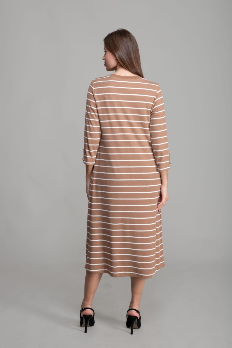Round Neck Veroz Striped Dress - Multicolor