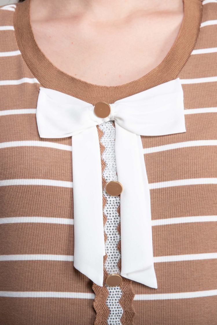 Round Neck Veroz Striped Dress - Multicolor
