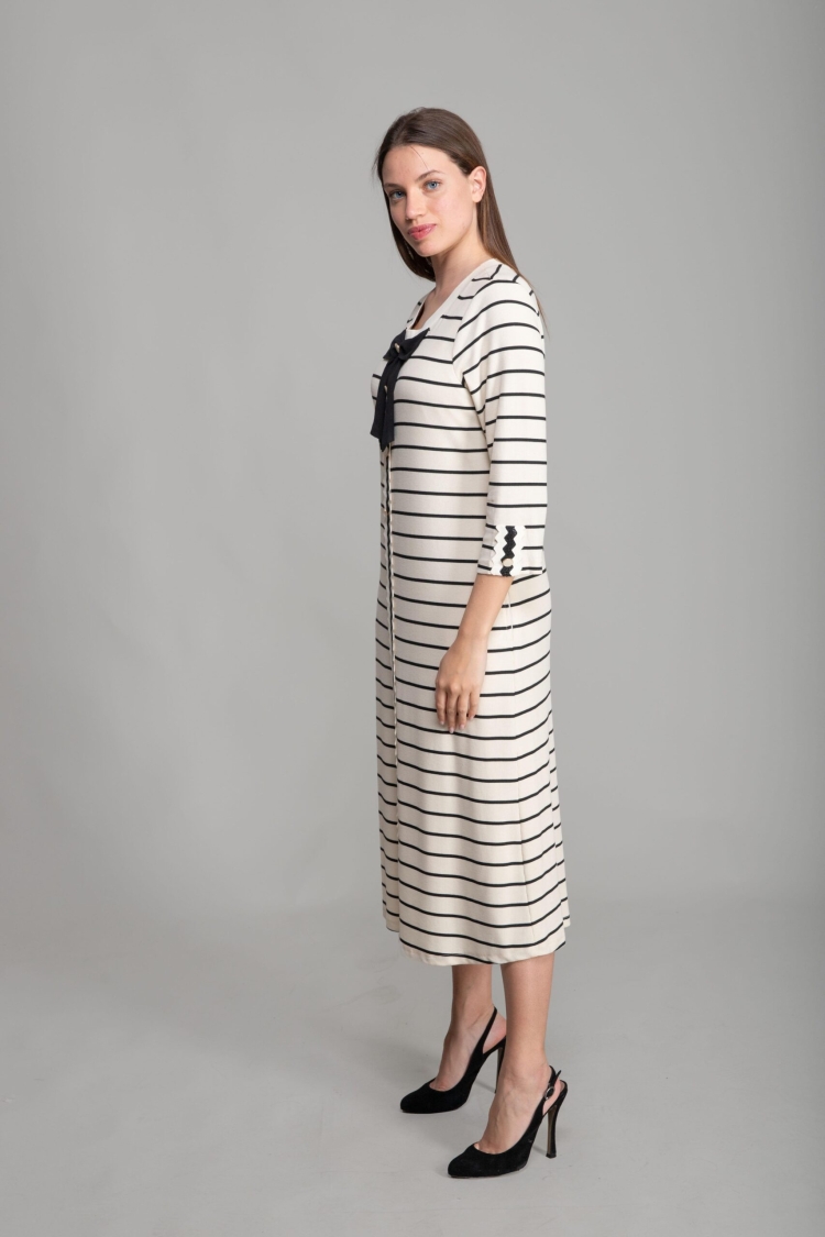 Round Neck Veroz Striped Dress - Multicolor