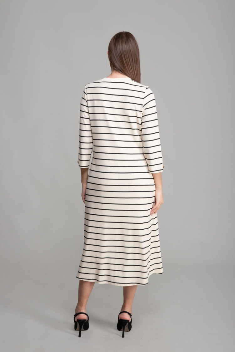 Round Neck Veroz Striped Dress - Multicolor