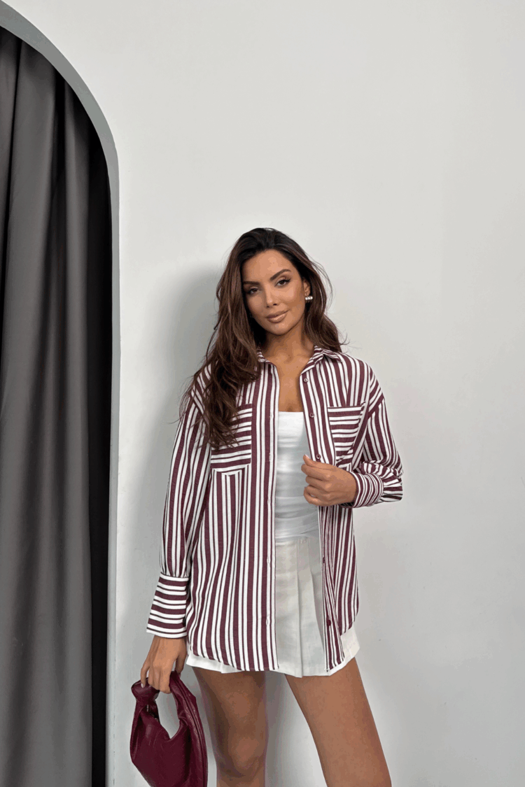 Striped Shirt - Multicolor - Ello - Globality Store - Women Clothes Wholesale Turkey