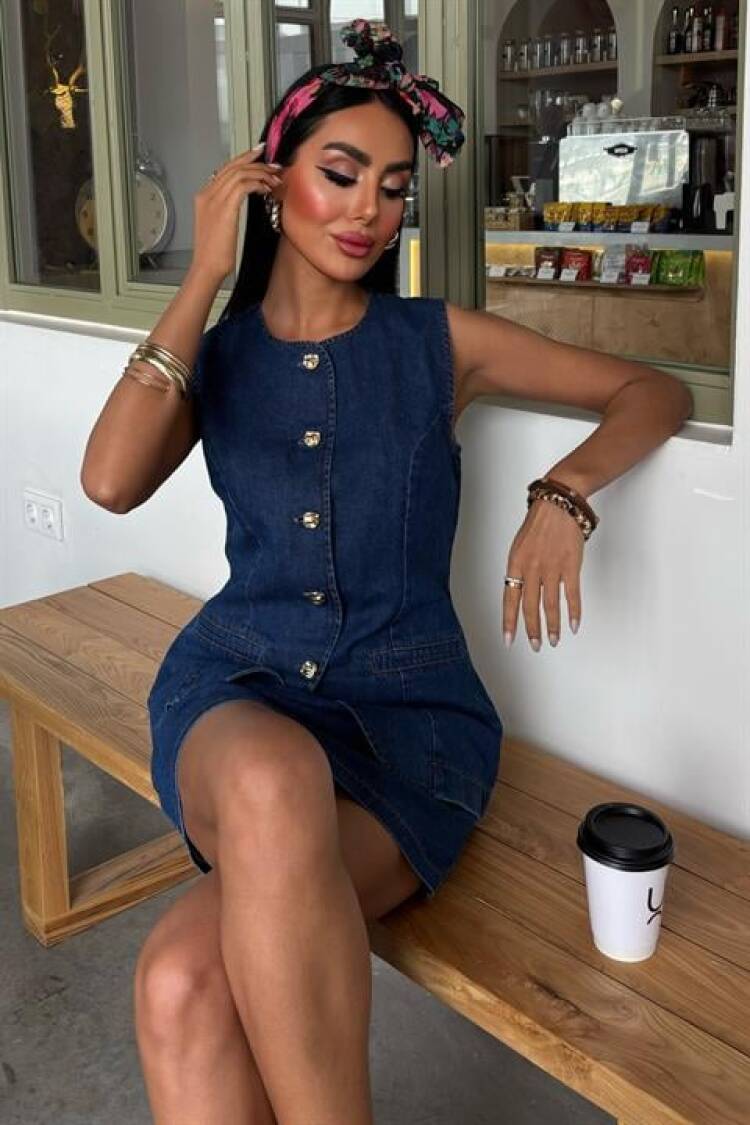 Sleeveless Vest Mini Skirt Denim Suit