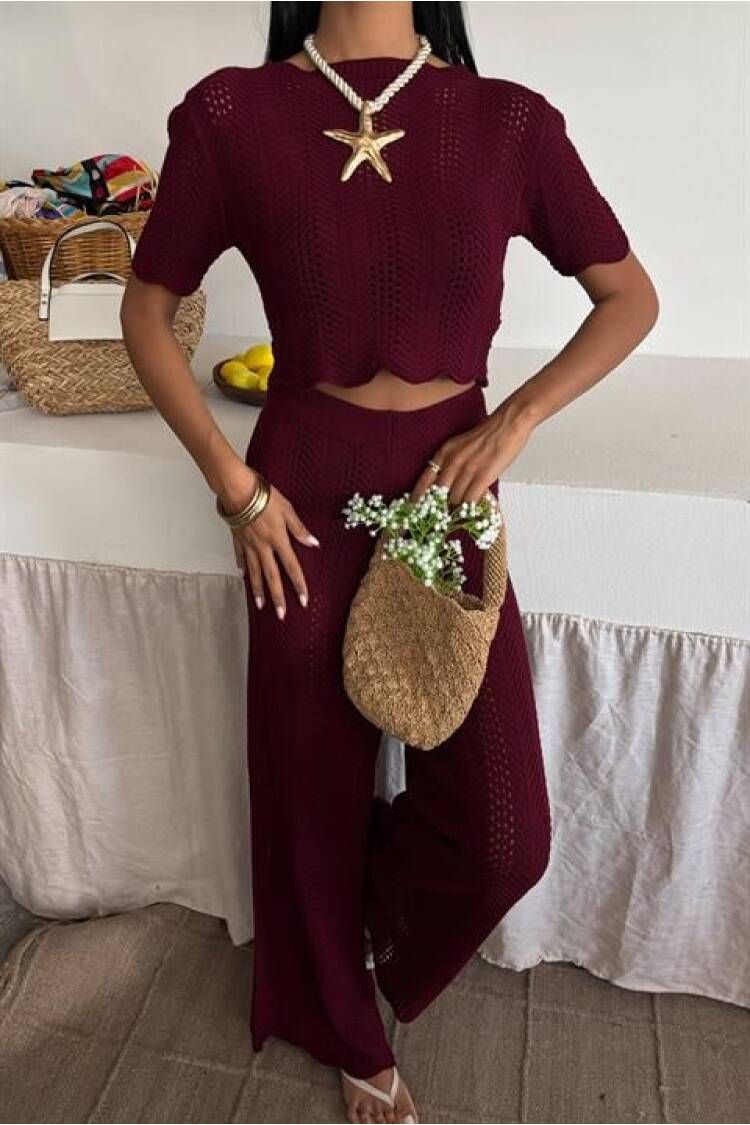 Knitwear Blouse Pants Double Suit