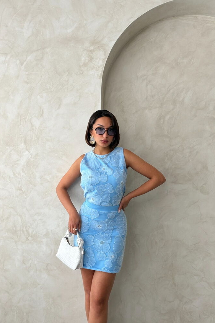 Bead Embroidered Sleeveless Blouse