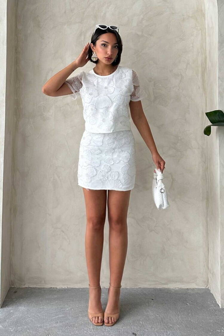 Bead Embroidered Skirt - Topshow - Globality Store - Women Clothes Wholesale Turkey