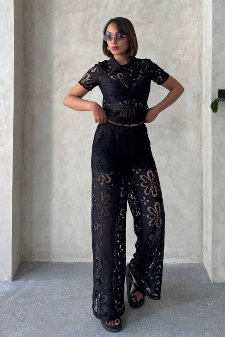 Lace Trousers - Black - Topshow - Globality Store - Women Clothes Wholesale Turkey