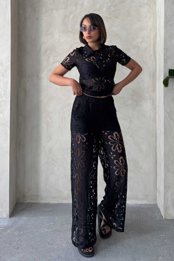 Lace Trousers - Black - Topshow - Globality Store - Women Clothes Wholesale Turkey