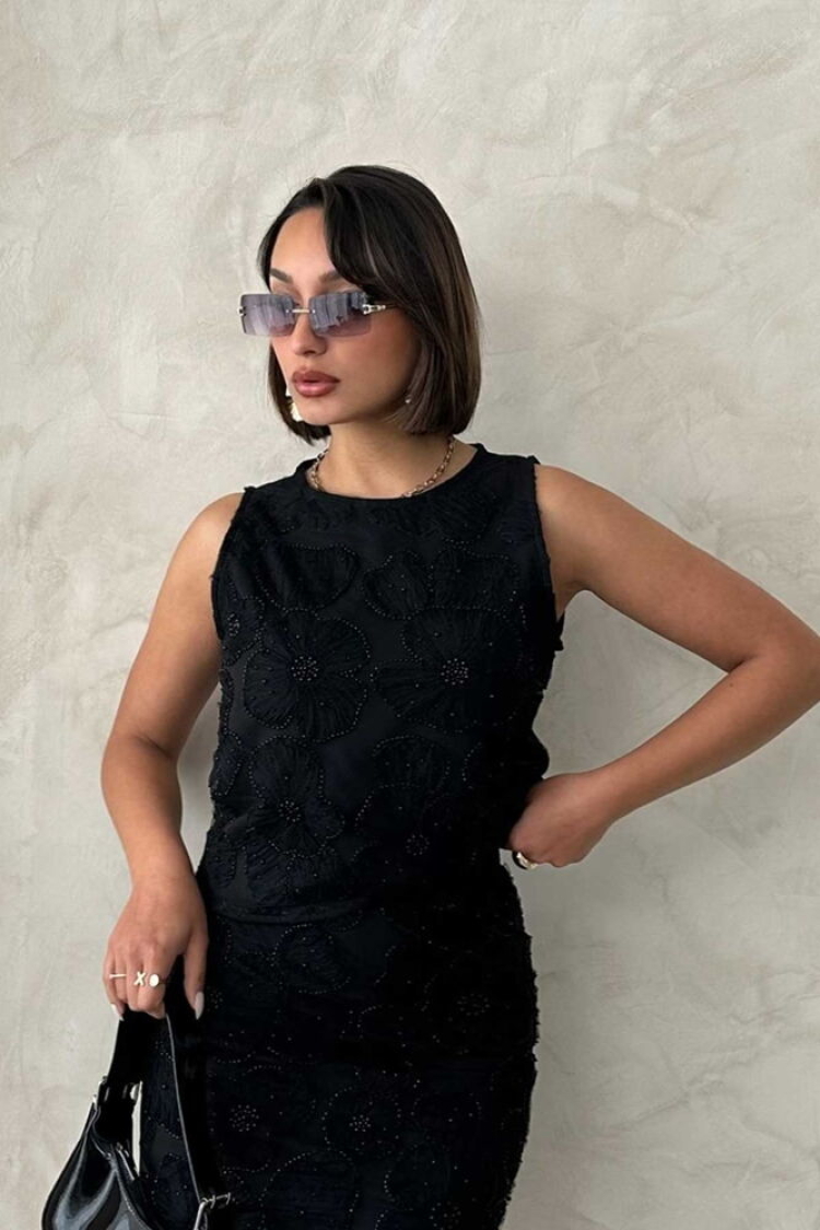 Bead Embroidered Sleeveless Blouse - Topshow - Globality Store - Women Clothes Wholesale Turkey
