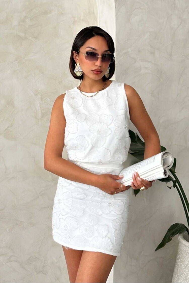 Bead Embroidered Sleeveless Blouse - Topshow - Globality Store - Women Clothes Wholesale Turkey