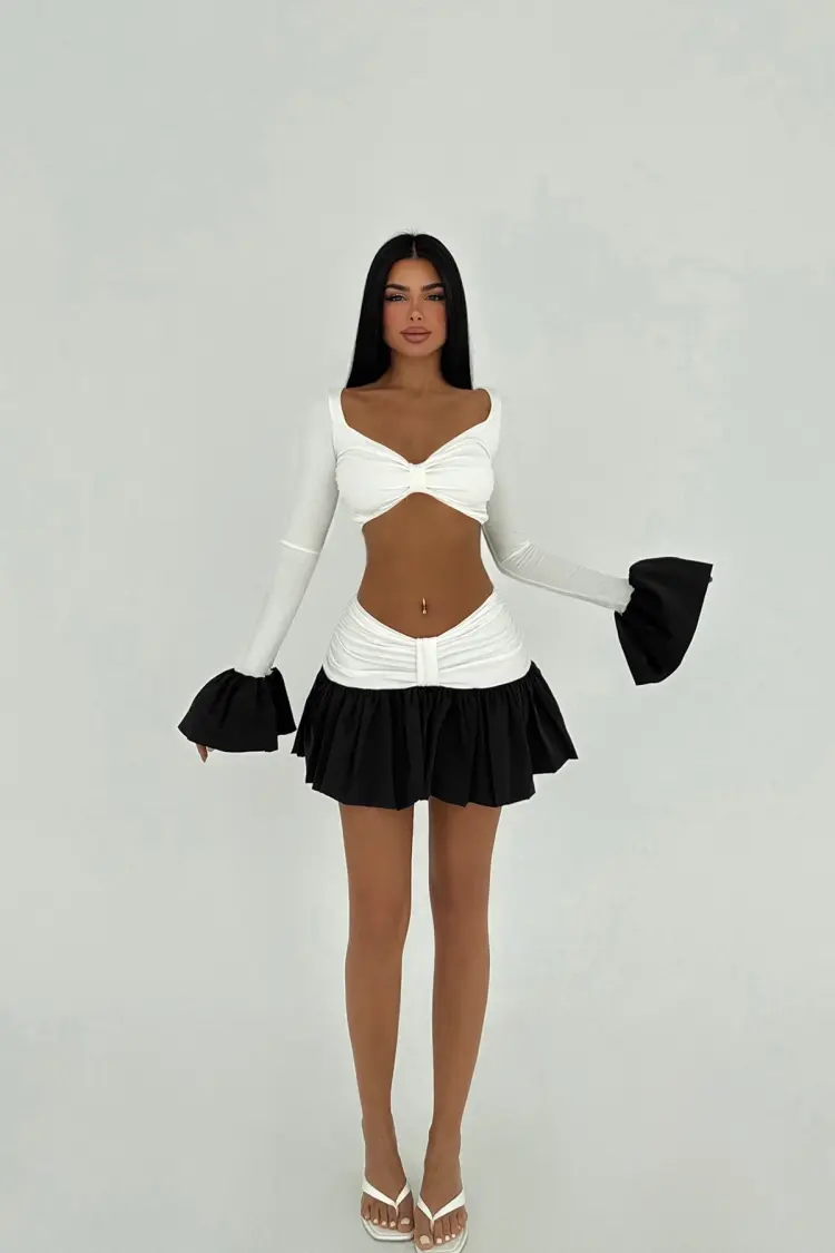 Two-Tone Skirt Suit - EYYO ATELIER - Globality Store - Women Clothes Wholesale Turkey