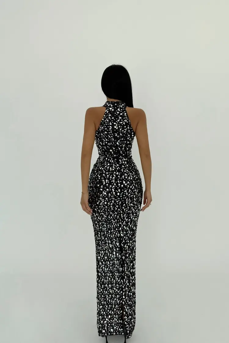 Sequin Detail Long Dress - Mix Color