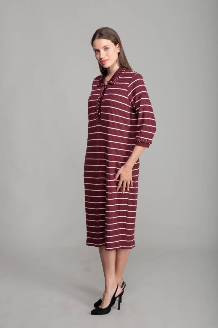 Shirt Collar Striped Dress - Multicolor - GUMANIZE - Globality Store - Women Clothes Wholesale Turkey