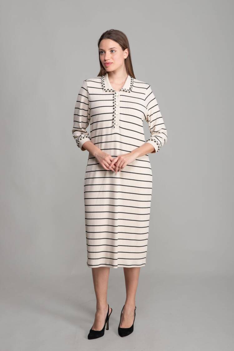 Shirt Collar Striped Dress - Multicolor - GUMANIZE - Globality Store - Women Clothes Wholesale Turkey