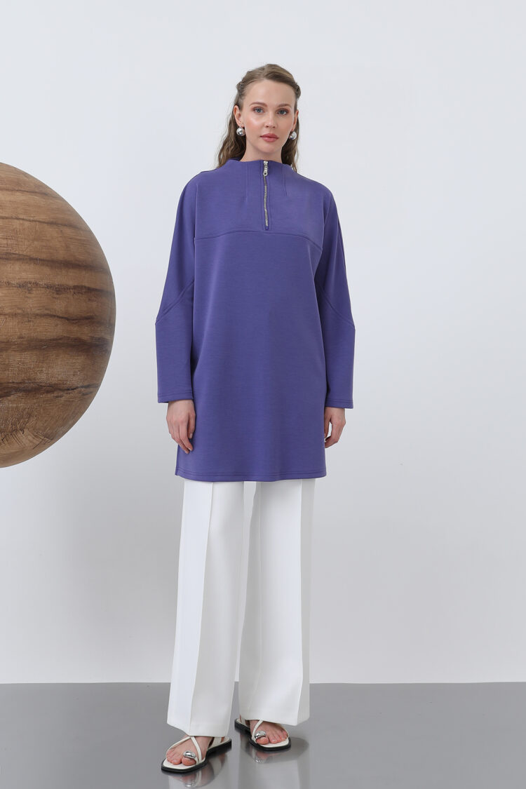Women's Front Zipper Detailed Tunic - Puane - Globality Store - Women Clothes Wholesale Turkey