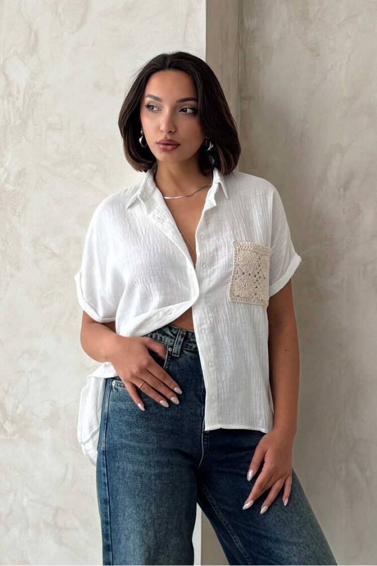 Linen Shirt With Applique Pockets - Brand: Topshow - Women's Clothing Wholesale - Globality Store