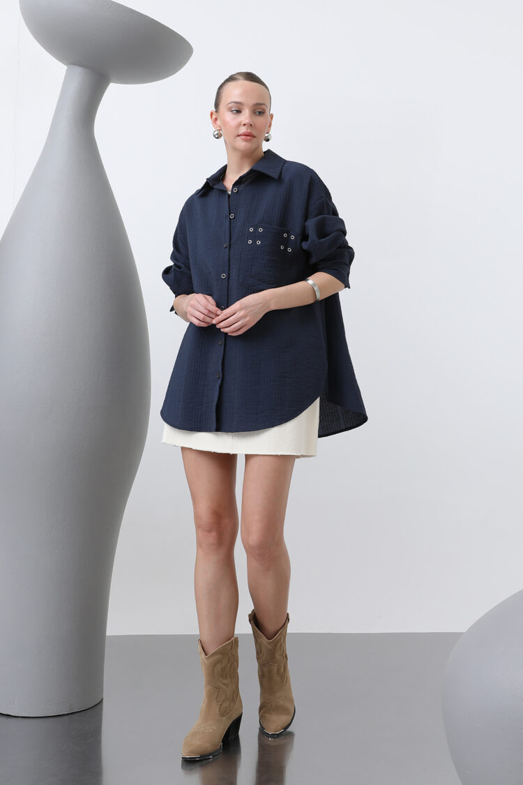 Women's Eyelet Detailed Shirt - SOUL - Globality Store - Women Clothes Wholesale Turkey