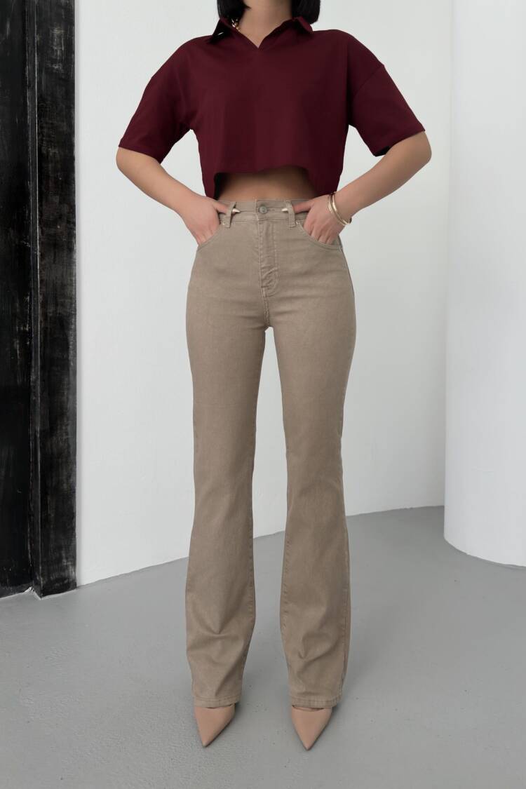 Women's High Waist Half Spanish Leg Jeans - LACARINO - Globality Store - Women Clothes Wholesale Turkey