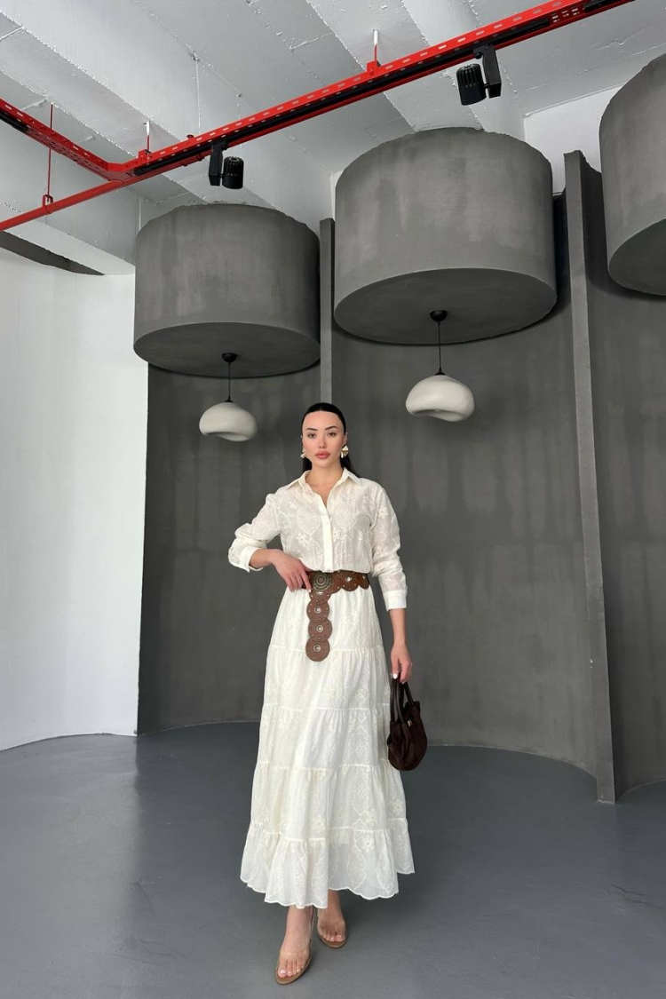 Dress - Cream - ESPADA - Globality Store - Women Clothes Wholesale Turkey