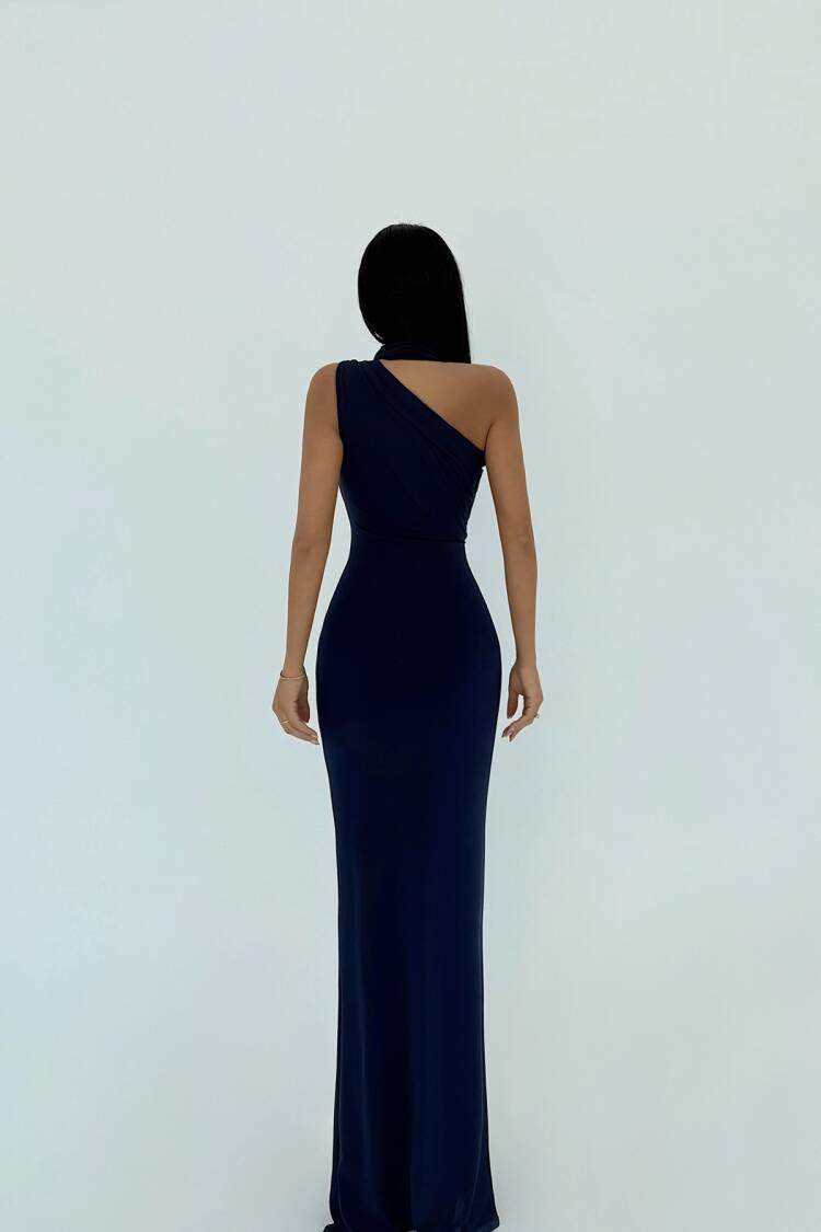 NavyShoulder Detail Dress