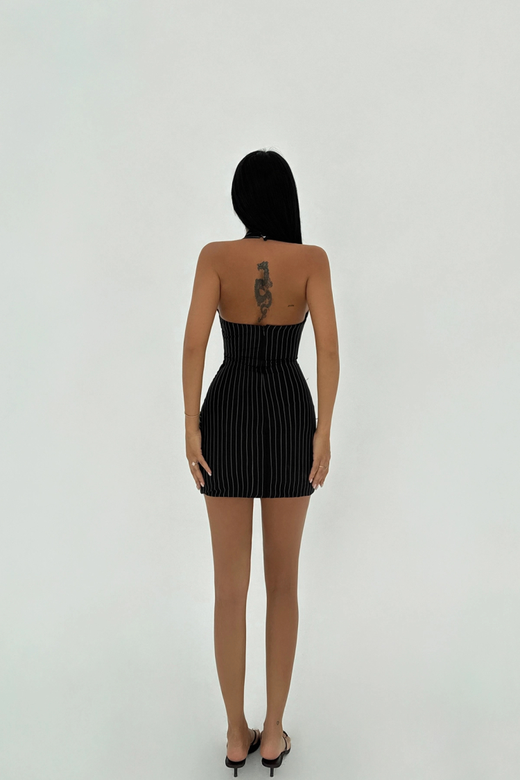 Belt Detail Striped Dress