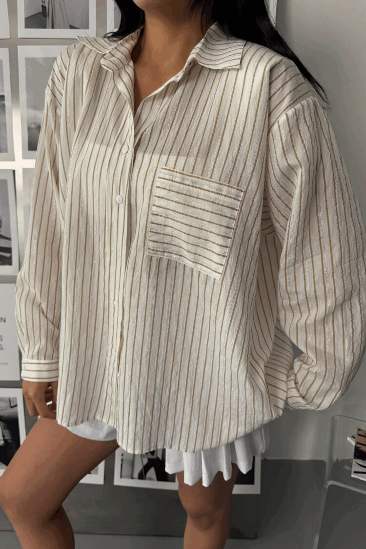 Silvery Striped Voile Shirt