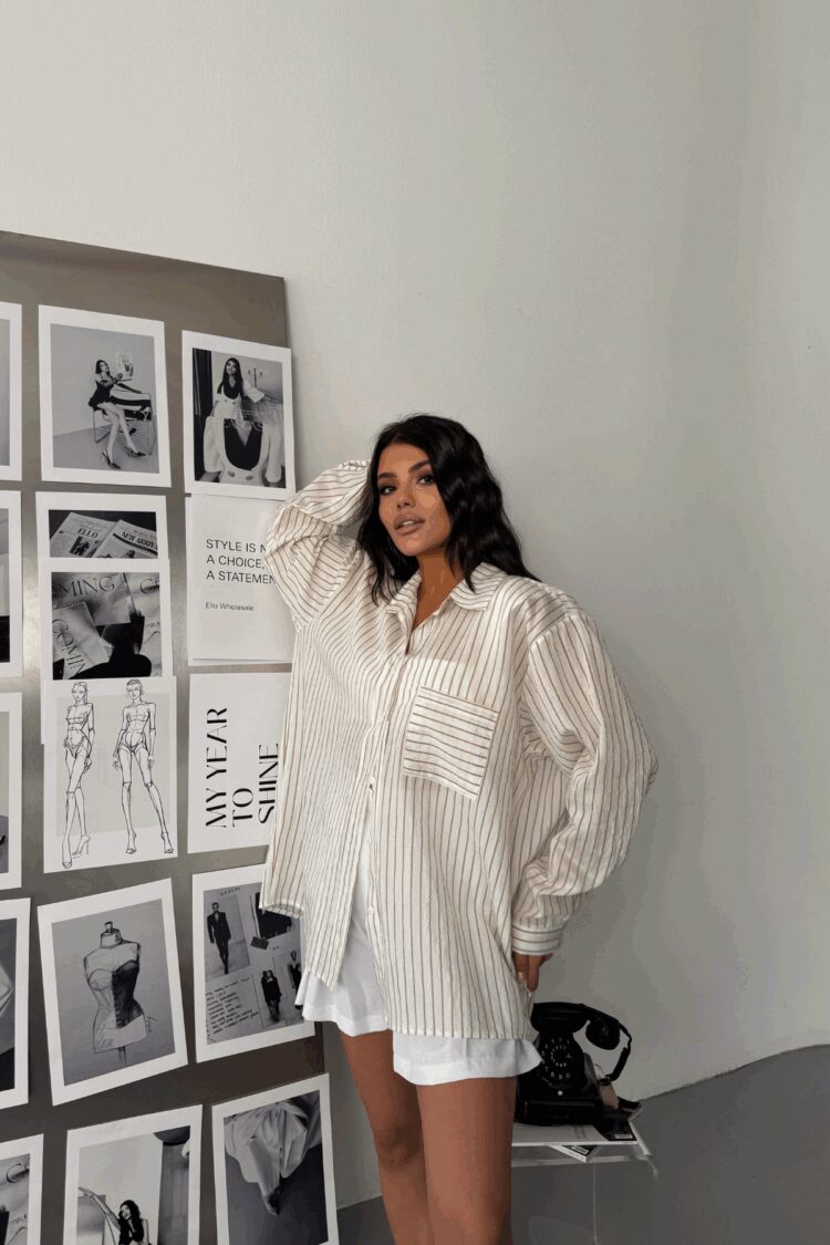 Silvery Striped Voile Shirt