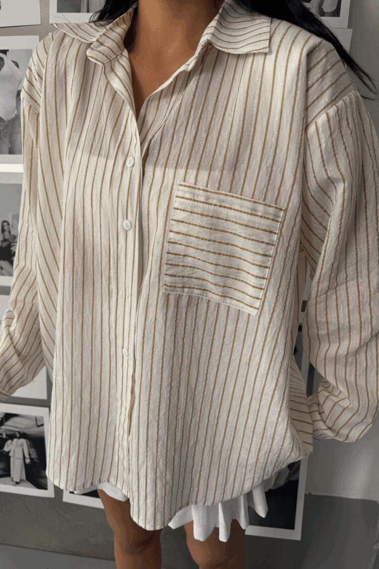 Silvery Striped Voile Shirt