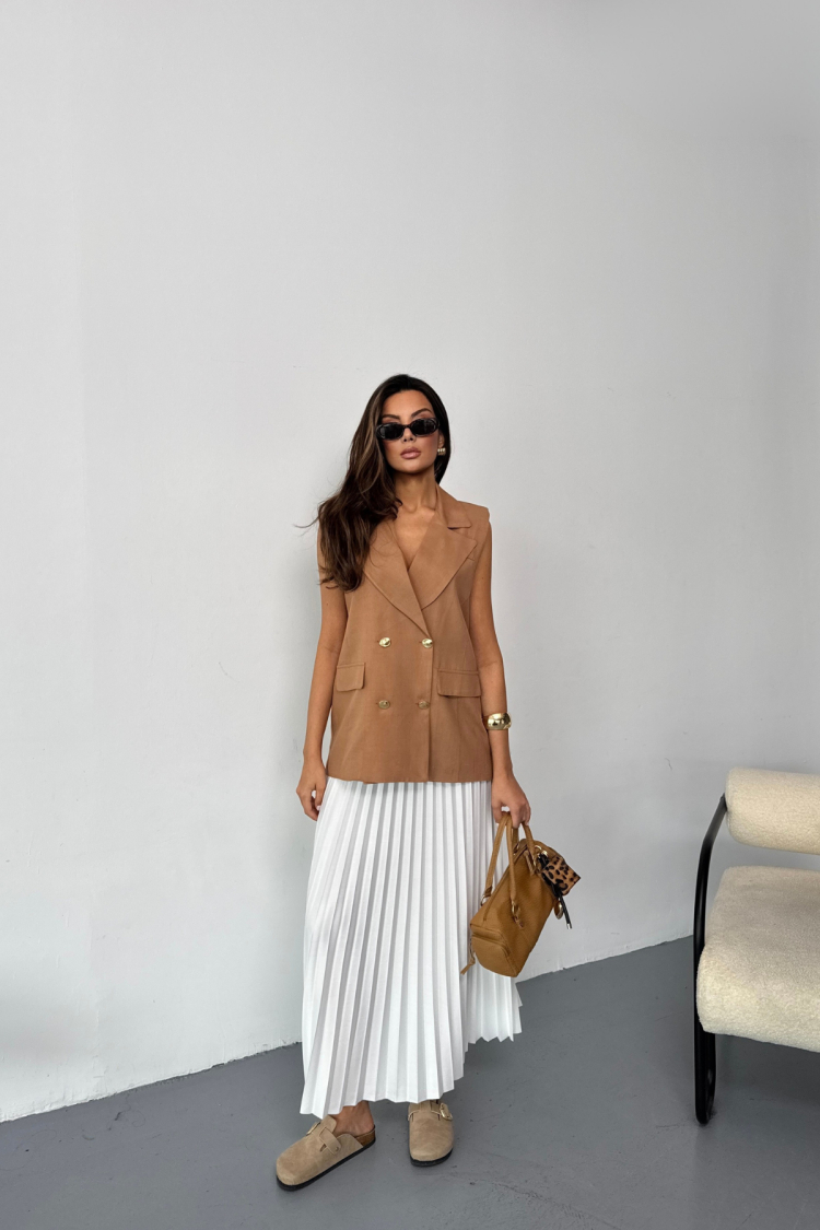 Gold Buttoned Linen Vest