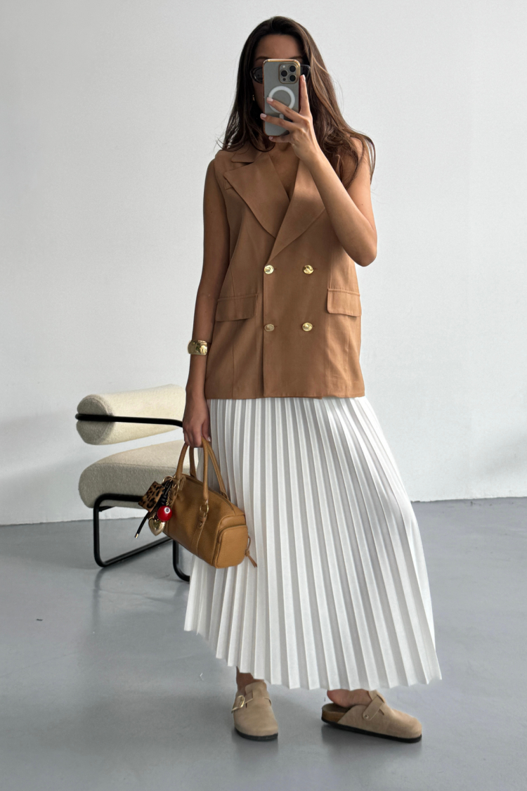 Gold Buttoned Linen Vest