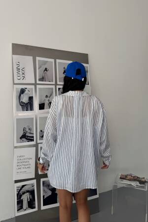 Silvery Striped Voile Shirt - Ello - Globality Store - Women Clothes Wholesale Turkey