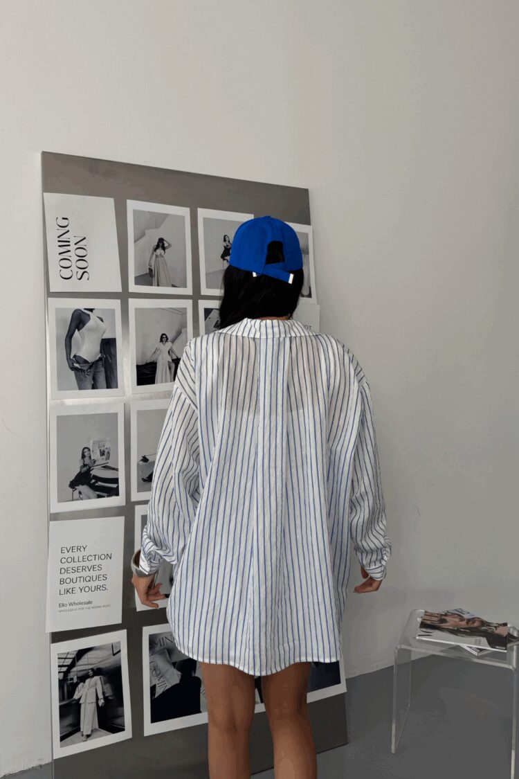Silvery Striped Voile Shirt - Ello - Globality Store - Women Clothes Wholesale Turkey