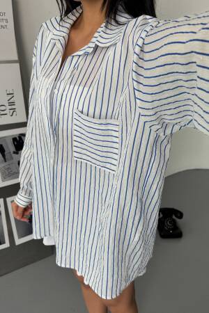 Silvery Striped Voile Shirt - Ello - Globality Store - Women Clothes Wholesale Turkey