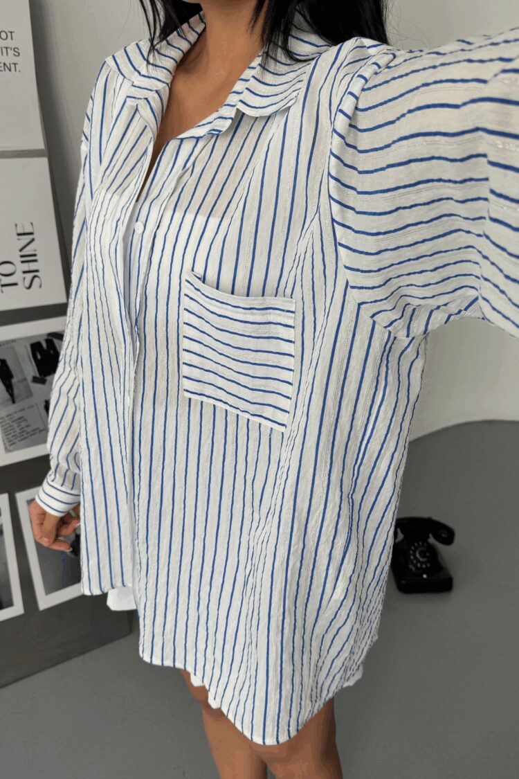Silvery Striped Voile Shirt